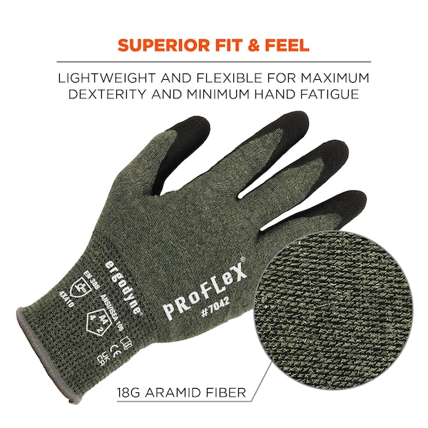 Ergodyne ANSI A4 Nitrile Coated CR Gloves, Green, Size XXL - 7042