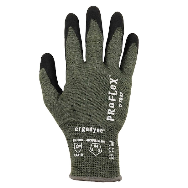 Ergodyne ANSI A4 Nitrile Coated CR Gloves, Green, Size XXL - 7042
