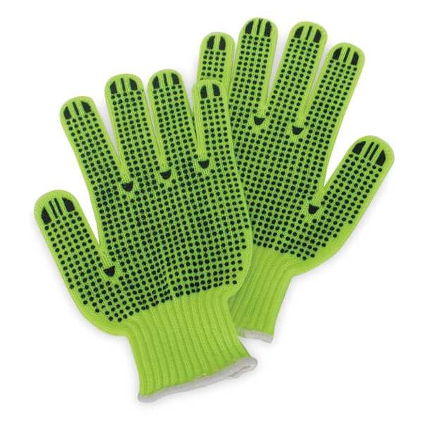 Condor Knit Gloves, Acrylic, Dotted Full, Knit, High-Visibility Yellow/Black, 1 PR - 4NMK3