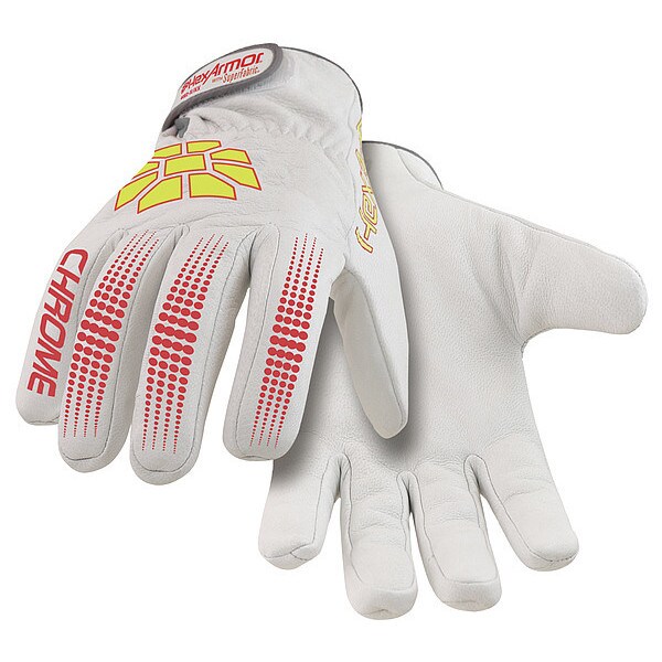 Hexarmor Cold Protection Gloves, Goatskin Palm, Hook-and-Loop Cuff, Hi-Visibility Yellow/Red/White, 1 PR - 4082-L (9)