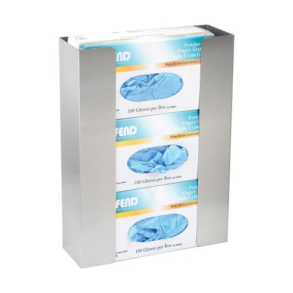 Global Industrial Stainless Steel Triple Glove Box Holder, 11W x 3-3/4D x 15H - B2222416