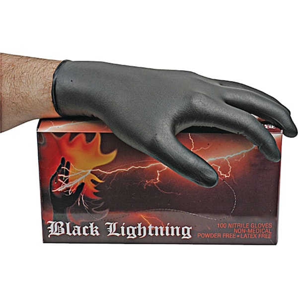 Db Electrical Black Lightning, Nitrile Disposable Gloves, 5.2 mil Palm , Nitrile, XL, 100 PK, Black - 900-81002