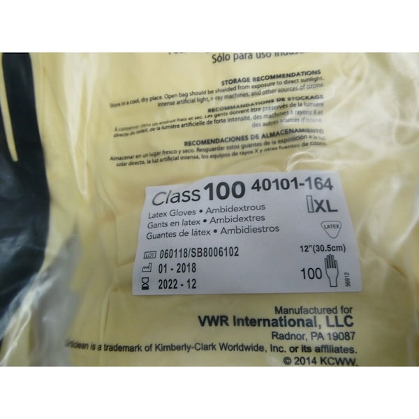 Vwr International Disposable Gloves, Latex, XL - 40101-164