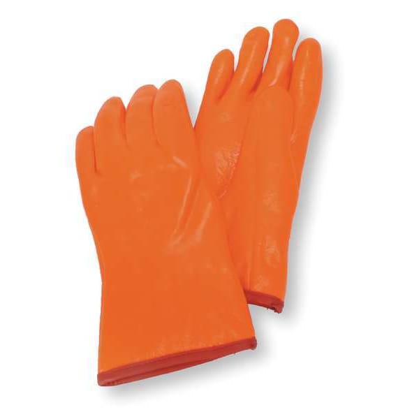 Condor Hi-Vis Cold Protection Gloves, PVC Palm, Foam/Jersey Lining, High-Visibility Orange, L - 4NMU4