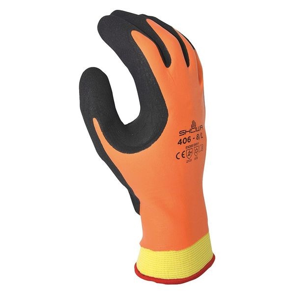 Showa Cold Protection Coated Gloves, Polyester/Nylon/Acrylic Lining, Black/Orange, 2XL - 406XXL-10