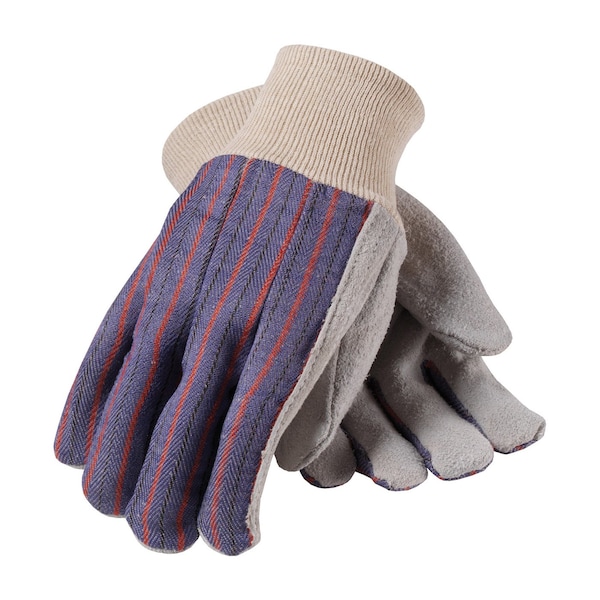 Pip Leather Palm Gloves, Cowhide, Knit Cuff, Straight Thumb, Full Finger, Blue, L, 12 PK - 86-4104