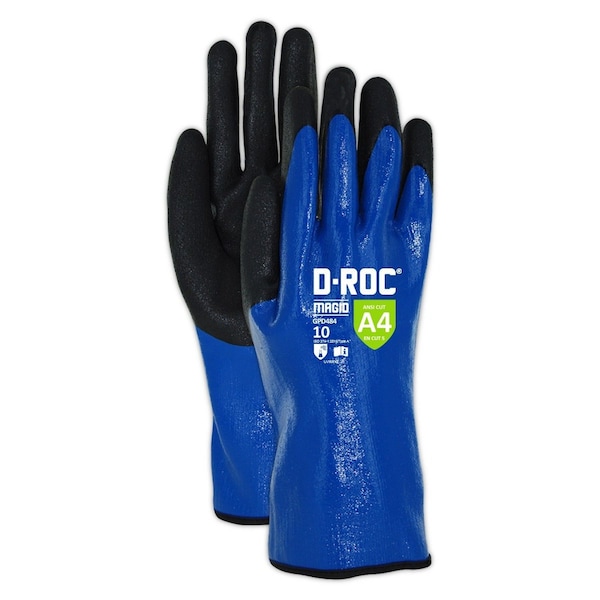 Magid Cut-Resistant and Chemical Resistant Coated Gloves, Cut Level A4 , Flat Nitrile/Sandy Nitrile , 10 - GPD484-10