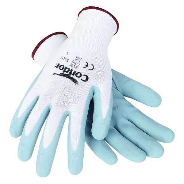 Condor Coated Gloves, Nitrile, Foam, Palm, 4 Abrasion Level, White, S (7) 1 PR - 5PE88