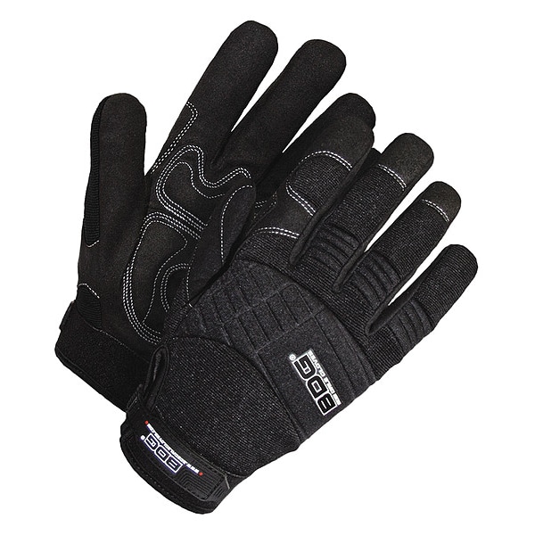 Bdg X-Site Mechanics Gloves, Synthetic Leather Palm, SpandexÂ® Back, L, Black - 20-1-10605B-L