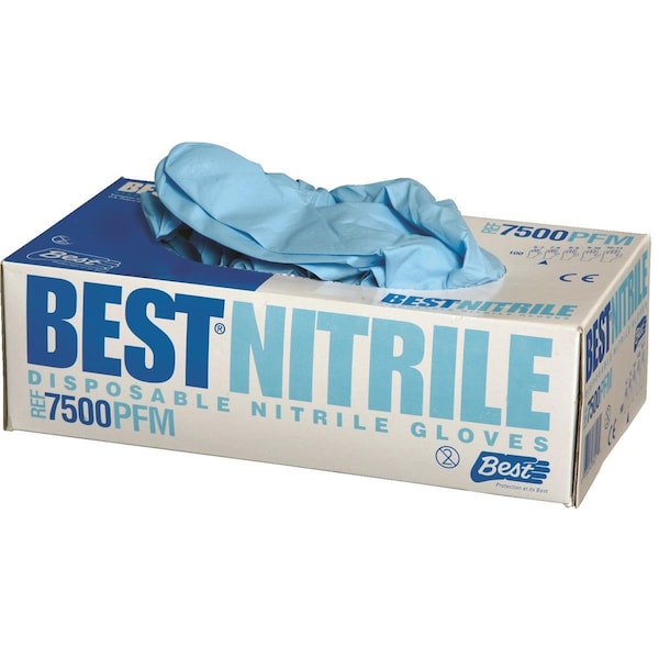 Showa Disposable Gloves, 4 mil Palm, Nitrile, Powder-Free, S, 100 PK, Blue - 7500PFS