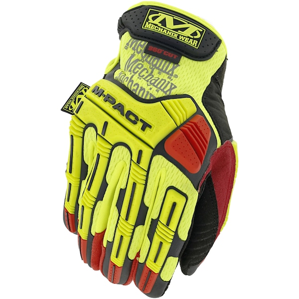 Mechanix Wear Hi-Viz M-Pact(R) D4-360 Hi-Vis Cut Resistant Impact Gloves, Synthetic Leather Palm, 9 - SMP-X91-009