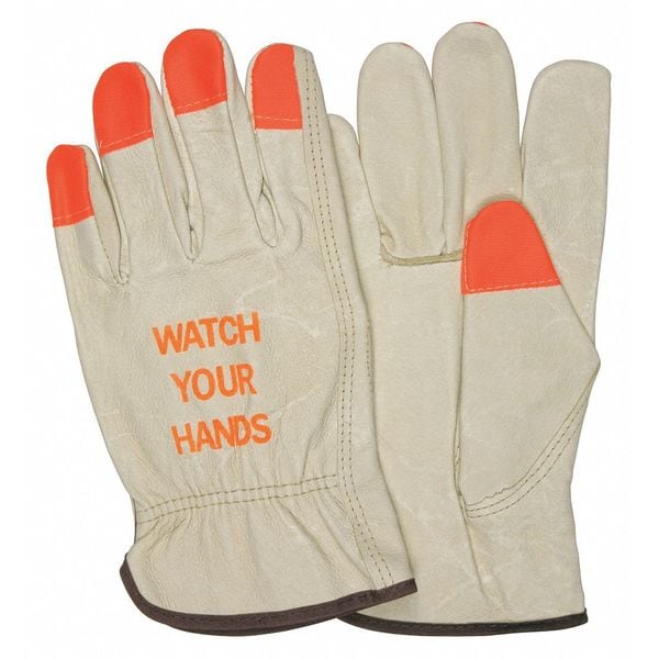 Mcr Safety Leather Drivers Gloves, Pigskin, Slip-On, Keystone Thumb, Gunn - Full Back Cut, Beige, XL 12 PK - 3413HVIXL