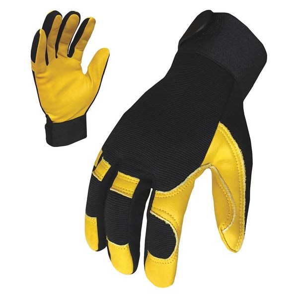 Ironclad Performance Wear EXO Mechanics Gloves, Goatskin Palm, Polyester Back, XL, Black/Gold - EXO2-MLG2-05-XL