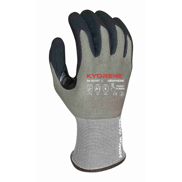 Kyorene Coated Gloves W/ Reinforced Thumb Crotch, HCT MicroFoam Nitrile Palm, Gray/Black, XL 12 PK - 00-001RT (XL)