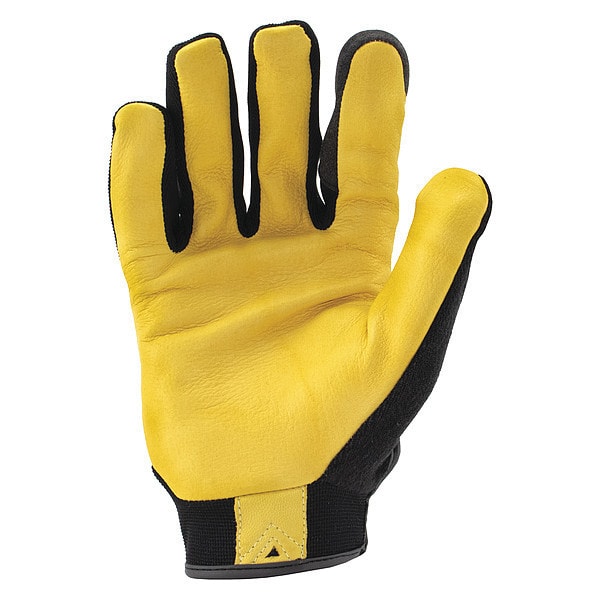 Ironclad Performance Wear Command(TM) Mechanics Touchscreen Gloves, Goatskin Leather Palm, Polyester Back, L, Black/Gold - IEX-MPLG-04-L