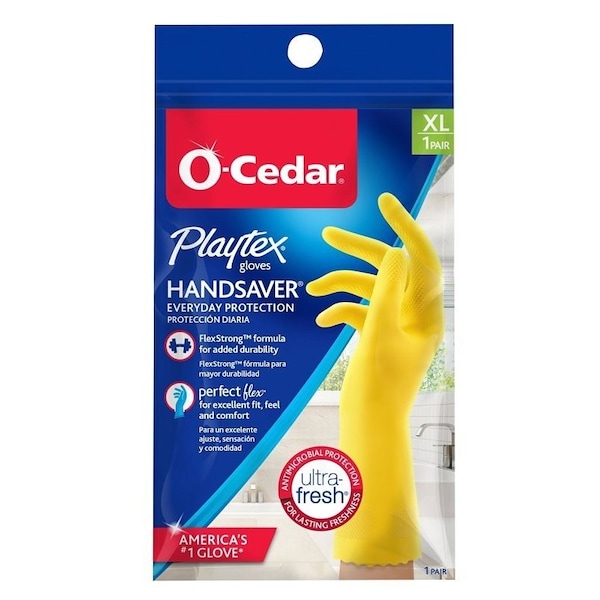 O-Cedar Playtex HandSaver Reusable Gloves, XL, Latex/Neoprene/Nitrile, Yellow - 163670