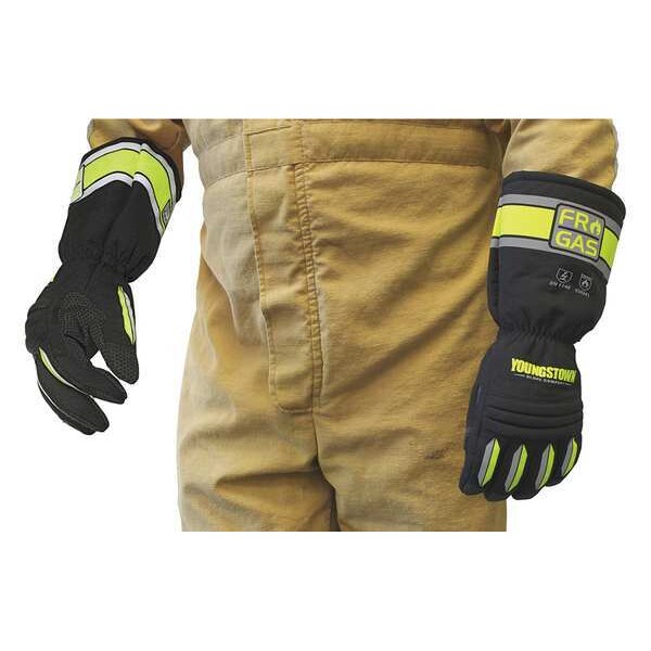 Youngstown Glove Co Flame and Heat Resistant Gloves, Black/Green/Silver, M, 1 PR - 12-3390-60-M