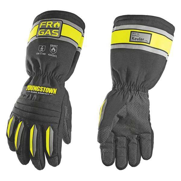 Youngstown Glove Co Flame and Heat Resistant Gloves, Black/Green/Silver, M, 1 PR - 12-3390-60-M