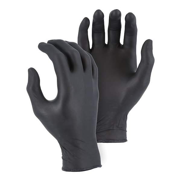 Majestic Disposable Gloves, 4 mil Palm, Nitrile, Powder-Free, XL, 100 PK, Black - 3273BK/11