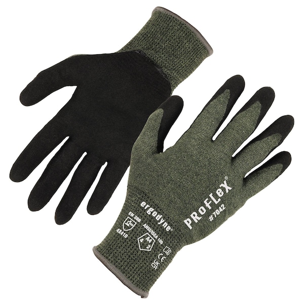 Ergodyne ANSI A4 Nitrile Coated CR Gloves, Green, Size S - 7042
