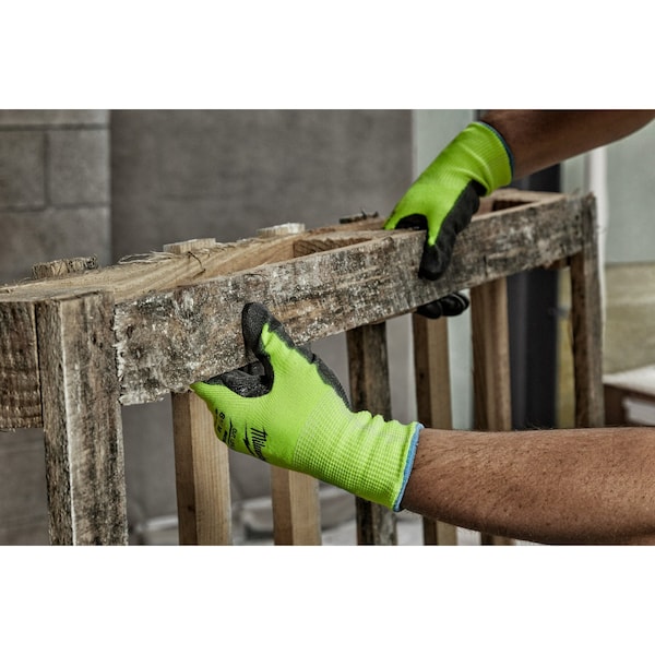Milwaukee Tool High Visibility Cut Level 2 Polyurethane Dipped Gloves - X-Large, A5 Cut Level - 48-73-8923