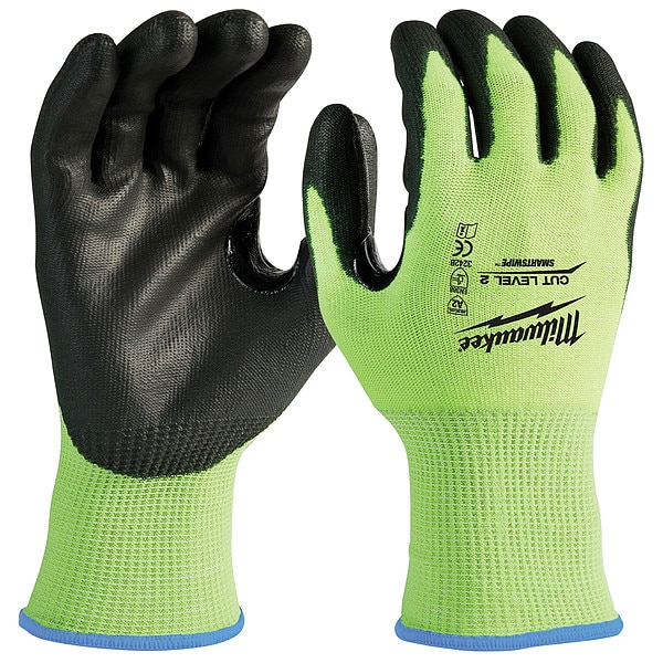 Milwaukee Tool High Visibility Cut Level 2 Polyurethane Dipped Gloves - X-Large, A5 Cut Level - 48-73-8923