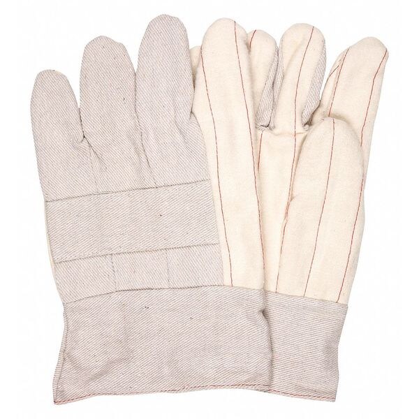 Mcr Safety Hot Mill Glove, Cotton, Band Top Cuff Natural, M, 12 PK - 9124