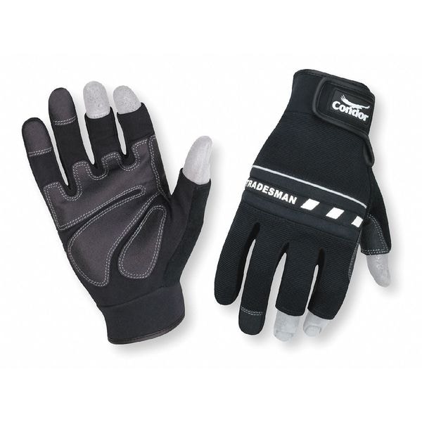 Condor Mechanics Gloves, Clarino/PVC Grip/Wear Panels Palm, 2XL, Black - 2XRW6