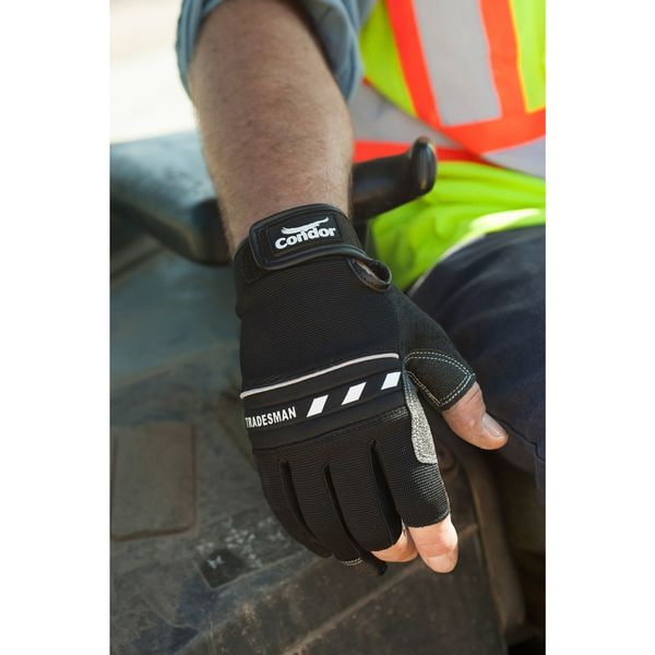 Condor Mechanics Gloves, Clarino/PVC Grip/Wear Panels Palm, 2XL, Black - 2XRW6