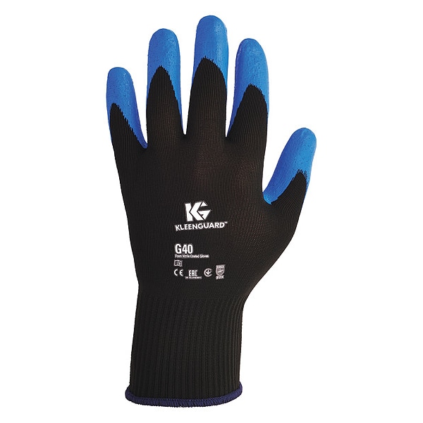 Kleenguard Coated Gloves, Foam Nitrile, Smooth, Palm, 3 Abrasion Level, Black, L (9) 12 PK - 40227