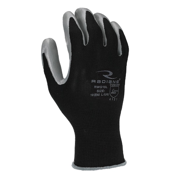 Radians Nitrile Coated Gloves, Palm Coverage, Black/Gray, XL,  - RWG15TXL