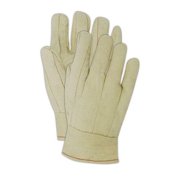 Magid Textile Gloves, Polyester/Cotton Blend, Band Top Cuff Natural, Men's (Fits Large), 12 PK - 96BT