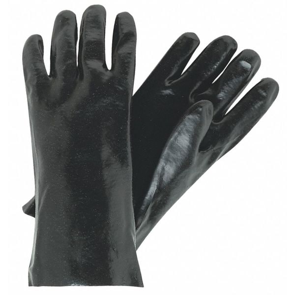Mcr Safety 6300 Chemical Resistant Gloves, PVC, 14 in L, Not Rated, Black, L, 12 PK - 6300