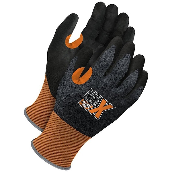 Bdg PU Coated Gloves, Polyurethane, Palm, 3 Abrasion Level, Black/Orange, , M 1 PR - 99-1-9541-8