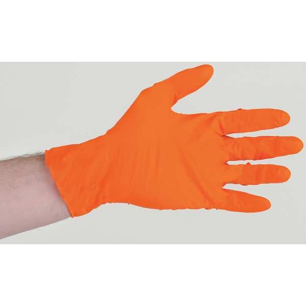 Ansell N48, Disposable Gloves, 5.1 mil Palm, Nitrile, Powder-Free, XL (10), 100 PK, Orange - N484