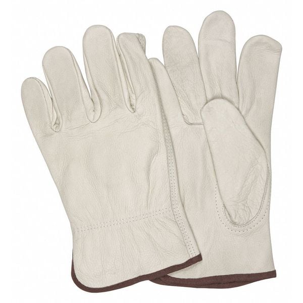 Mcr Safety Leather Drivers Gloves, Grain Cowhide, Gunn Cut, Keystone Thumb, Beige, XL, PK12 - 32113XL