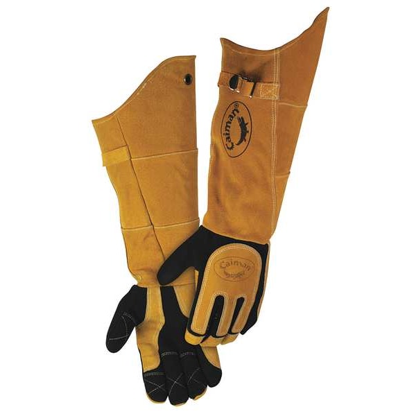 Caiman 1878 Welding Gloves, Extended Gauntlet Cuff, Wing Thumb, Premium Deerskin, L, 1 PR - 1878-5
