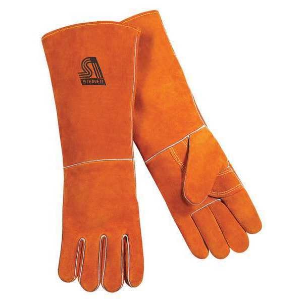 Steiner Y-Series Welding Gloves, Gauntlet Cuff, Straight Thumb, Standard Cowhide, XL, 1 PR - 21918-X