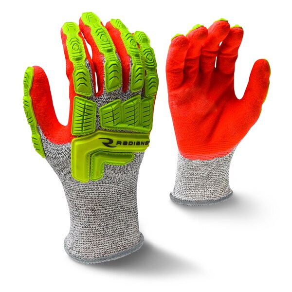 Radians Hi-Vis Cut-Resistant Impact Coated Gloves, Cut Level A5 , Foam Nitrile , Sandy , M 1 PR - RWG603M