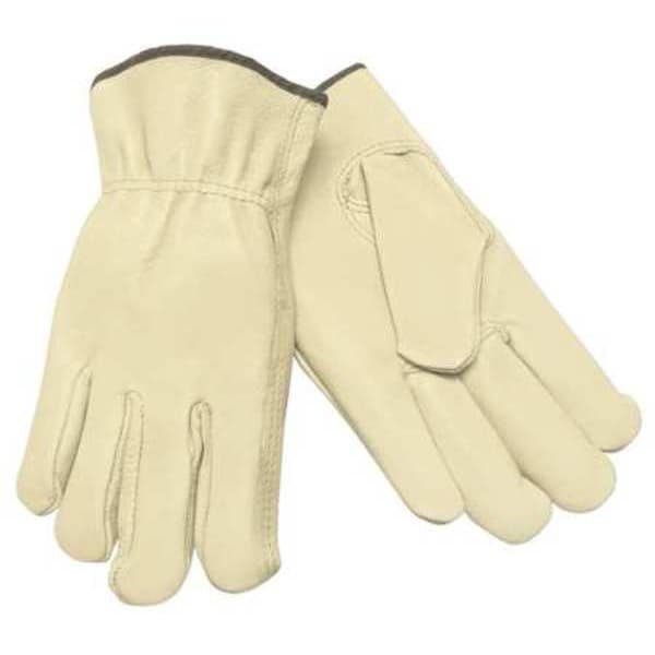 Mcr Safety Leather Drivers Gloves, Shirred Slip-On Cuff, Keystone Thumb, Beige, XL, 1 PR - 3401XL