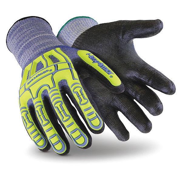 Hexarmor Hi-Vis Cut-Resistant Impact Coated Gloves, Cut Level A6 , Polyurethane , Flat , L 1 PR - 2095-L (9)