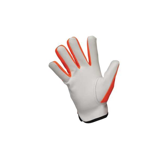 Mcr Safety Hi-Vis Cold Protection Mechanics Gloves, Grain Goatskin Palm, Hook-and-Loop Cuff, Black/Lime/White - 968L