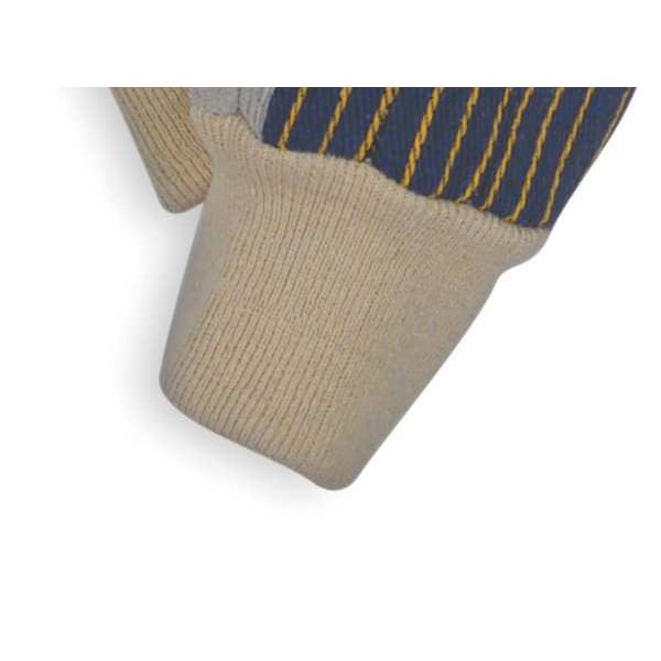 Condor Leather Gloves, Cowhide, Knit Cuff, Straight Thumb, Full Finger, Blue/Gray, L, 1 PR - 4AZ97