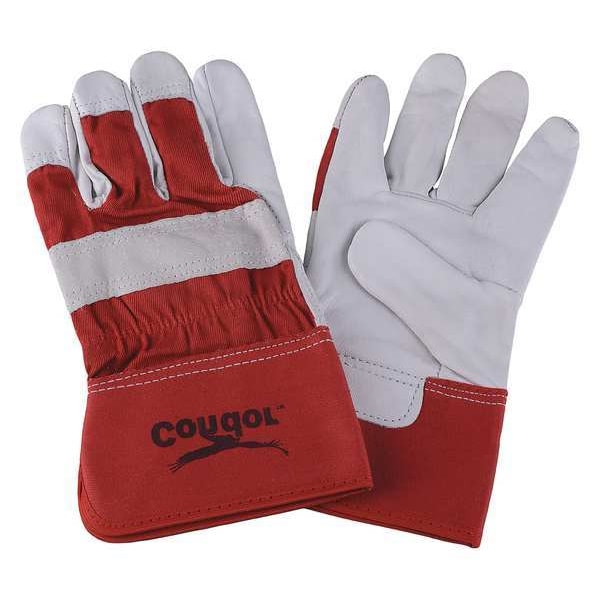 Condor Leather Gloves, Goatskin, Safety Cuff, Wing Thumb, Full Finger, Red/White, XL, 1 PR - 2MDE1