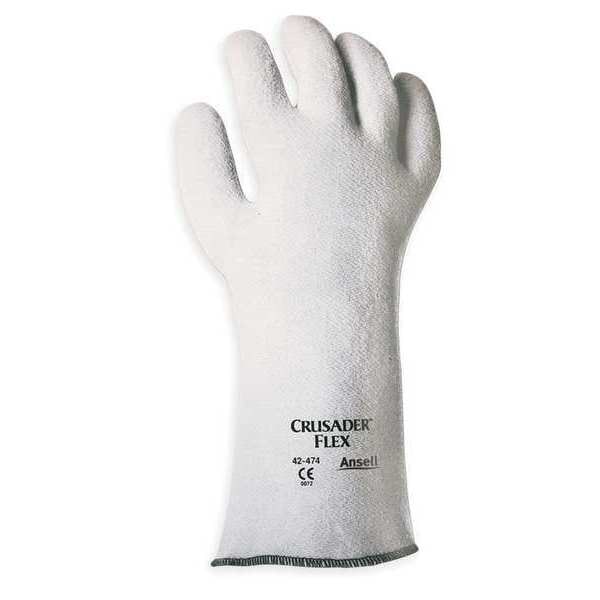 Ansell Heat Resistant Gloves, Nitrile, 400  Degrees F Max Temp., Gauntlet Cuff Gray, ( 9 ), 1 PR - 42-474