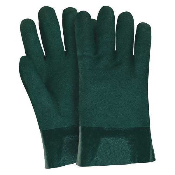 Mcr Safety 6421 Chemical Resistant Gloves, PVC, 10 in L, Not Rated, Green, L, 1 PR - 6421