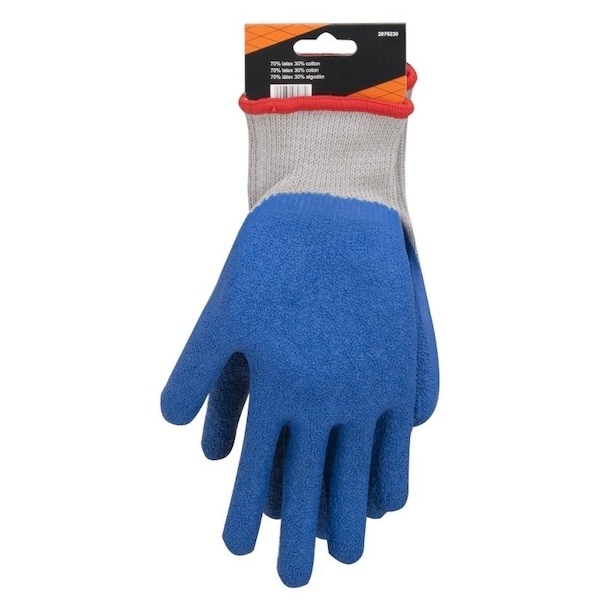 Diamondback GV-SHOWA/L Gripper Work Gloves, Men & Women, 10 in L, Knit Liner Cuff, Rubber Latex Coating, Grey & Blue - GV-SHOW/AL