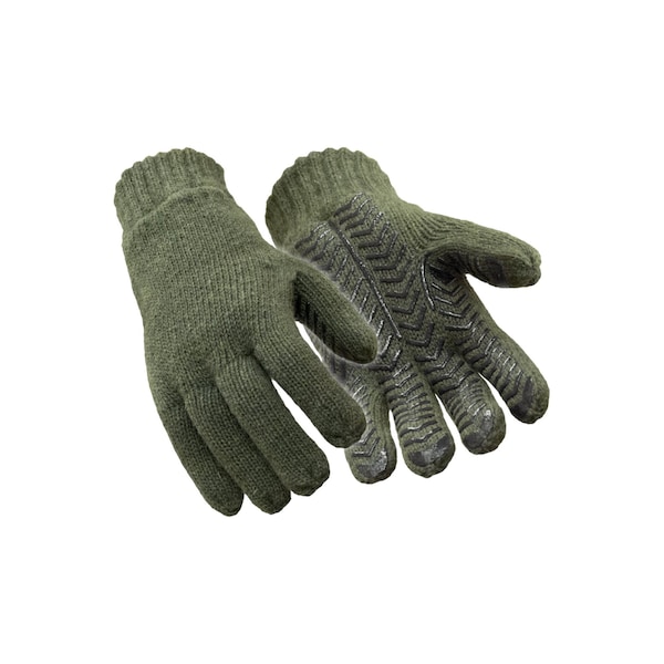 Refrigiwear Cold Protection Gloves, Silicone Herringbone Palm, Fleece Lining, Green, XL - 0421RGRNXLG