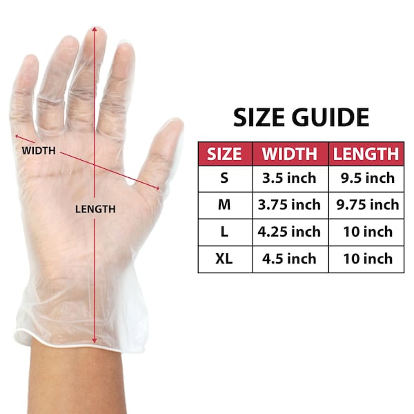 Kleen Chef Disposable Gloves, Vinyl, Powder-Free, M, 100 PK, Clear - KC-MS-M-FHVG-1CL-Z