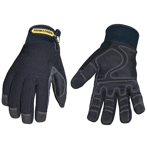 Youngstown Glove Co Mechanics Gloves, Synthetic Leather Palm, MicroFleece Lining, Black, M - 03-3450-80-M